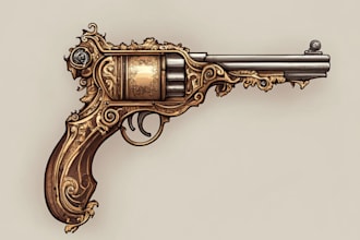 draw a 3d weapon illustration for gaming