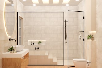 do luxury bathroom design with high quality render