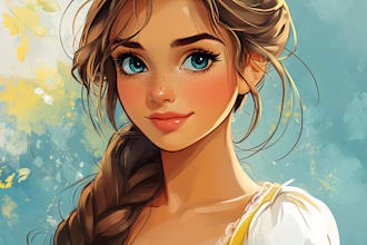 design a portrait in semi realism disney cartoon style