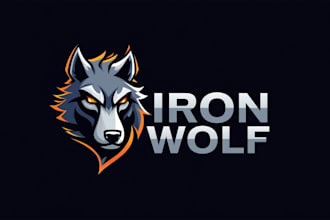 design an awesome iron wolf head mascot logo  with express delivery