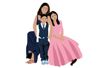 draw family portrait, couple and wedding portrait