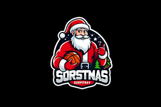 design a bold santa sports mascot logo for your team or brand
