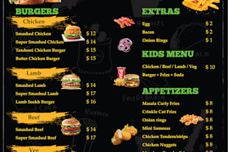 deign a restaurant menu card for you