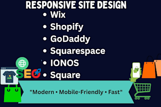 design responsive website on shopify wix godaddy squarespace ionos square store