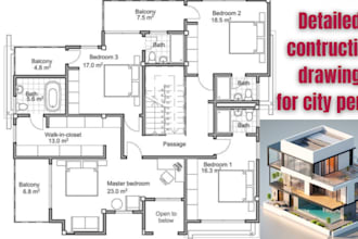 do a set of architectural drawings for city permit
