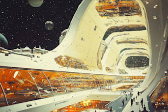 create a illustration of science fiction city, cyberpunk