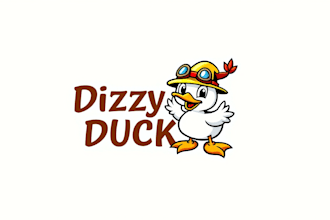 design outstanding dizzy duck mascot logo in 12 hours