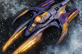 draw custom spaceship sci fi steampunk nft
