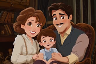 customize your group or family portrait in disney style