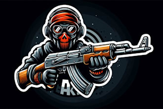 do awesome ak 47 rifle esport mascot logo design