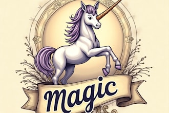 design high quality vintage unicorn logo with express delivery