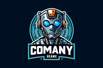 design a futuristic robot head mascot logo for your brand or stream