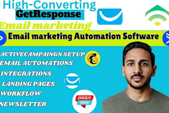setup mailchimp, getresponse, activecampaign email campaigns, funnels