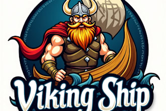 design high quality viking ship mascot logo with unlimited revision