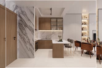 create premium kitchen interior designs and 3d rendering