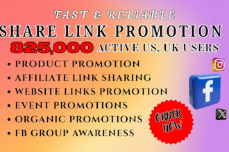 promote product, share link to 825,000 active audience on US uk fb groups