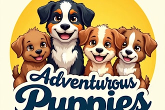 design high quality adventurous puppies mascot logo with express delivery