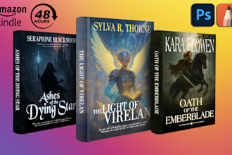 hand illustrate fantasy book covers and KDP within 48 hrs delivery