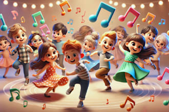 write sing and compose fun children song, nursery rhymes, jingles as songwriter