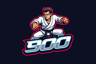 do awesome karate martial mascot logo design