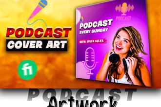 do a unique podcast cover art and podcast logo design