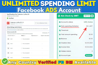 create facebook business manager and unlimited spending limit ads account