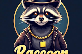 design high quality raccoon mafia mascot logo with fastest delivery