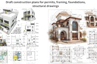 draft construction plans for permits, framing, foundations, structural drawings