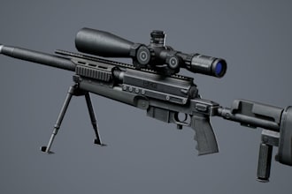 design 3d gun, short gun, riffles, machine gun, pbr texture control rig for game
