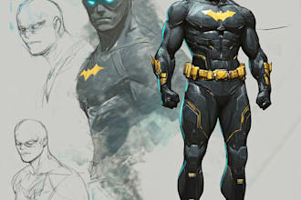 create concept art superhero character design for comics