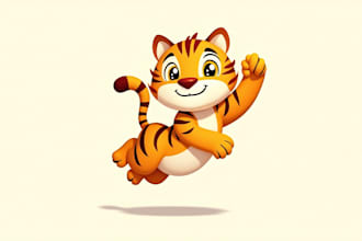 do awesome tiger jumps mascot lgoo design
