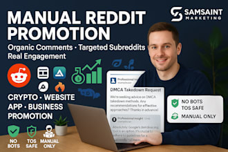 manage reddit post for business, website app ecommerce crypto promotion