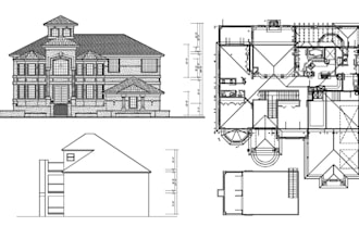 draw 2d floor plan, house plan, foundation plan, building plan in autocad