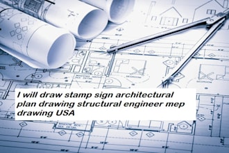 draw stamp sign architectural plan drawing structural engineer mep drawing USA
