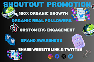 shoutout, promote website link to 200m USA, ig, fb,tiktok, yt,twitter, app users