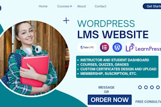 build wordpress lms website with tutor lms, learndash