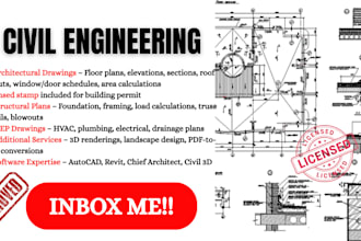 draw architecture civil engineering plans with a licensed stamp for city permit