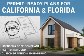 stamp review california and florida architectural drawings for USA city permit