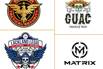 do unique military tactical, skull, retro vintage, badge, and patch logo design