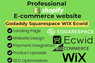design responsive ecommerce website on bigcommerce shopify wix squarespace ecwid