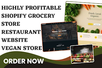 design shopify grocery store restaurant food website vegan website grocery store