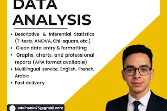 enter data, analyze it and provide spss reports and visuals