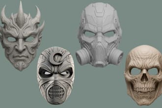 sculpt 3d mask, helmet, 3d cosplay, character mask, 3d helmet, armor for 3dprint