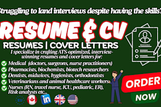 do ats resume CV for medical, healthcare, pharmacist, surgeon, nursing, dentist