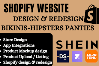 build a professional shopify website store for bikinis hipsters panties