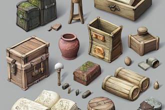 create amazing 2d game art props, icons, items, objects