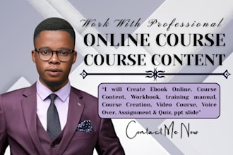 write online course content, course curriculum, training manual, workbook design