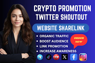 do twitter shoutout website share link promotion to yt fb, ig, crypto audience