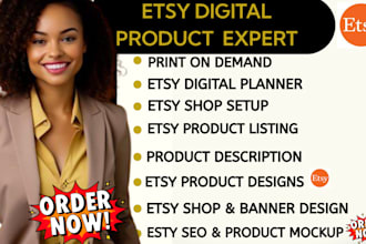 design esty digital product etsy pod shop setup etsy SEO listing etsy planner