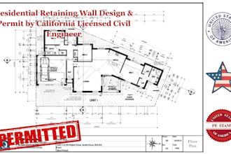 do residential wall design and permit by california licensed  civil engineer